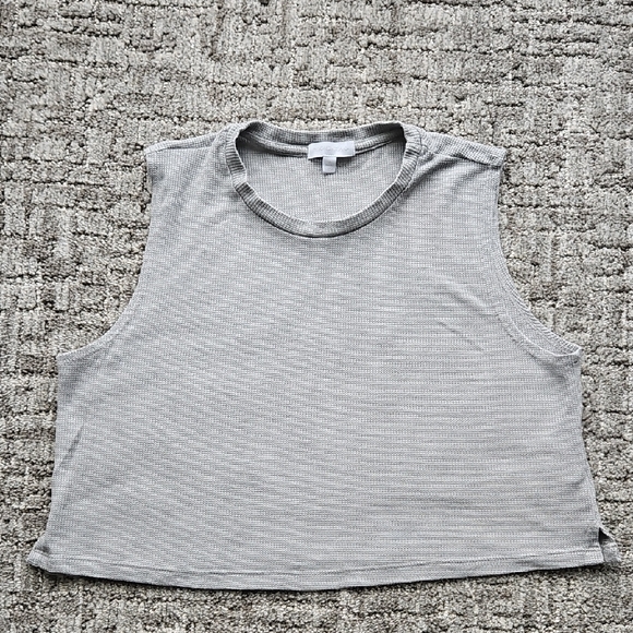 Beyond Yoga Tops - Beyond Yoga Gray Ribbed Cropped Muscle Tank